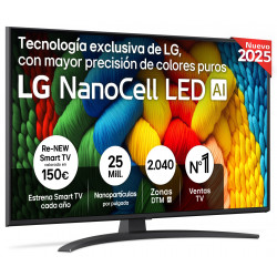 TV LG 43" DLED 43NANO81A6A - 4K Ultra HD, NanoCell Alfa7, Web OS 25, 20 W RMS, 60 Hz, HDR10 283077