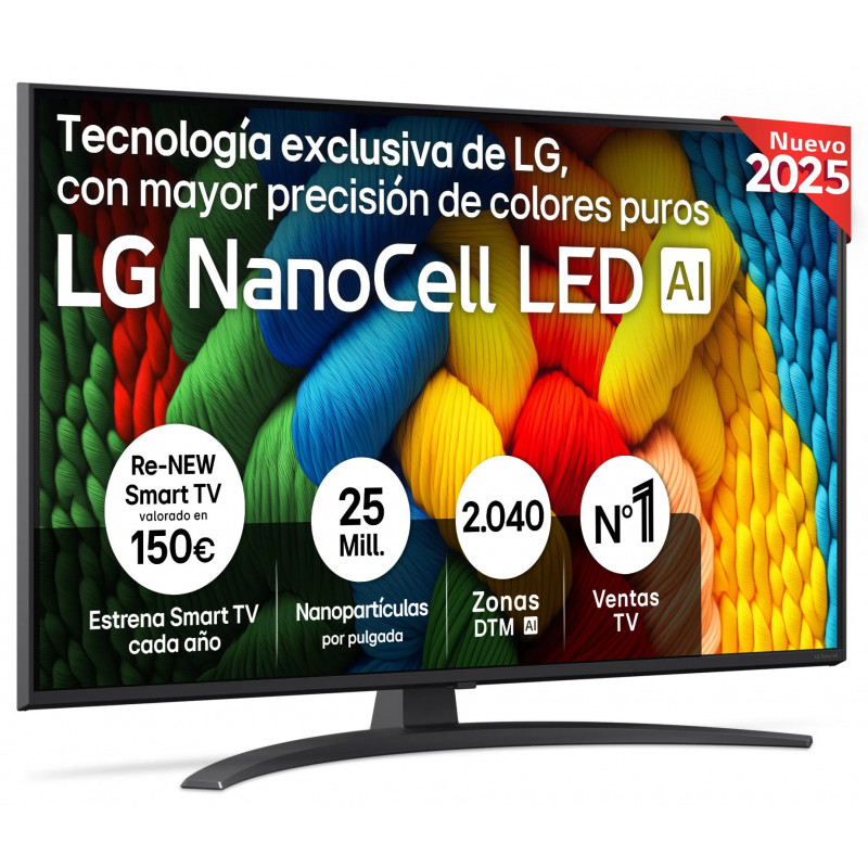 TV LG 43" DLED 43NANO81A6A - 4K Ultra HD, NanoCell Alfa7, Web OS 25, 20 W RMS, 60 Hz, HDR10 283077