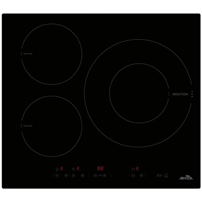 Placa Inducción Artica AEI63223 - 3 Zonas, 32 cm, 7400 W, Booster, 9 Niveles, Negro 265770