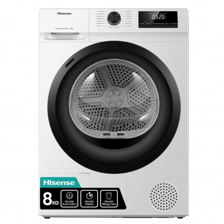 Secadora Bomba Calor Hisense DHQE800BW2 - Clase D, 8 kg, 16 Programas, Blanco 275443