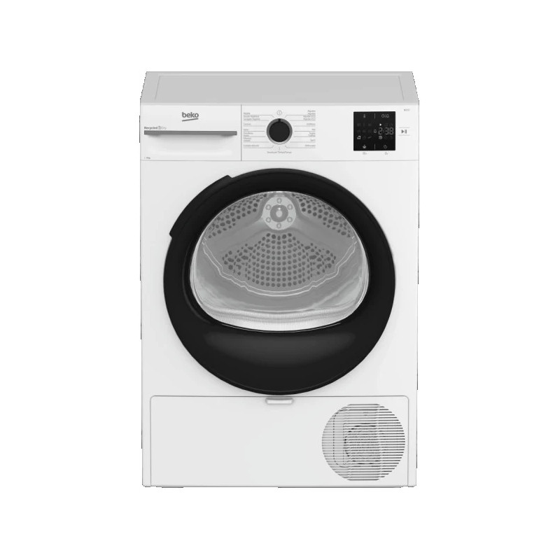 BEKO Secadora Bomba de Calor BM3T38230WB - 8 kg, 15 Programas, Clase D, Blanco