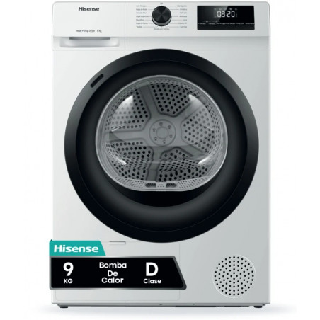 Secadora Hisense DHQE900YWDC - 9 kg, Clase D, Anti-arrugas, tambor 110L, Blanca 285232