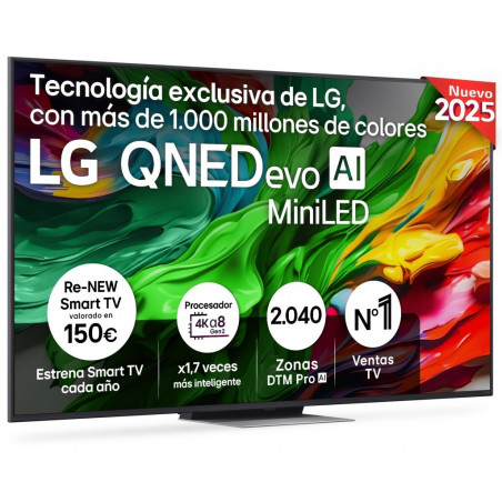 TV LG 65" QNED MiniLED 65QNED87A6B - 4K 120Hz, A8 AI Processor 4K, Dolby Vision/Digital 20W, HDR10 283092